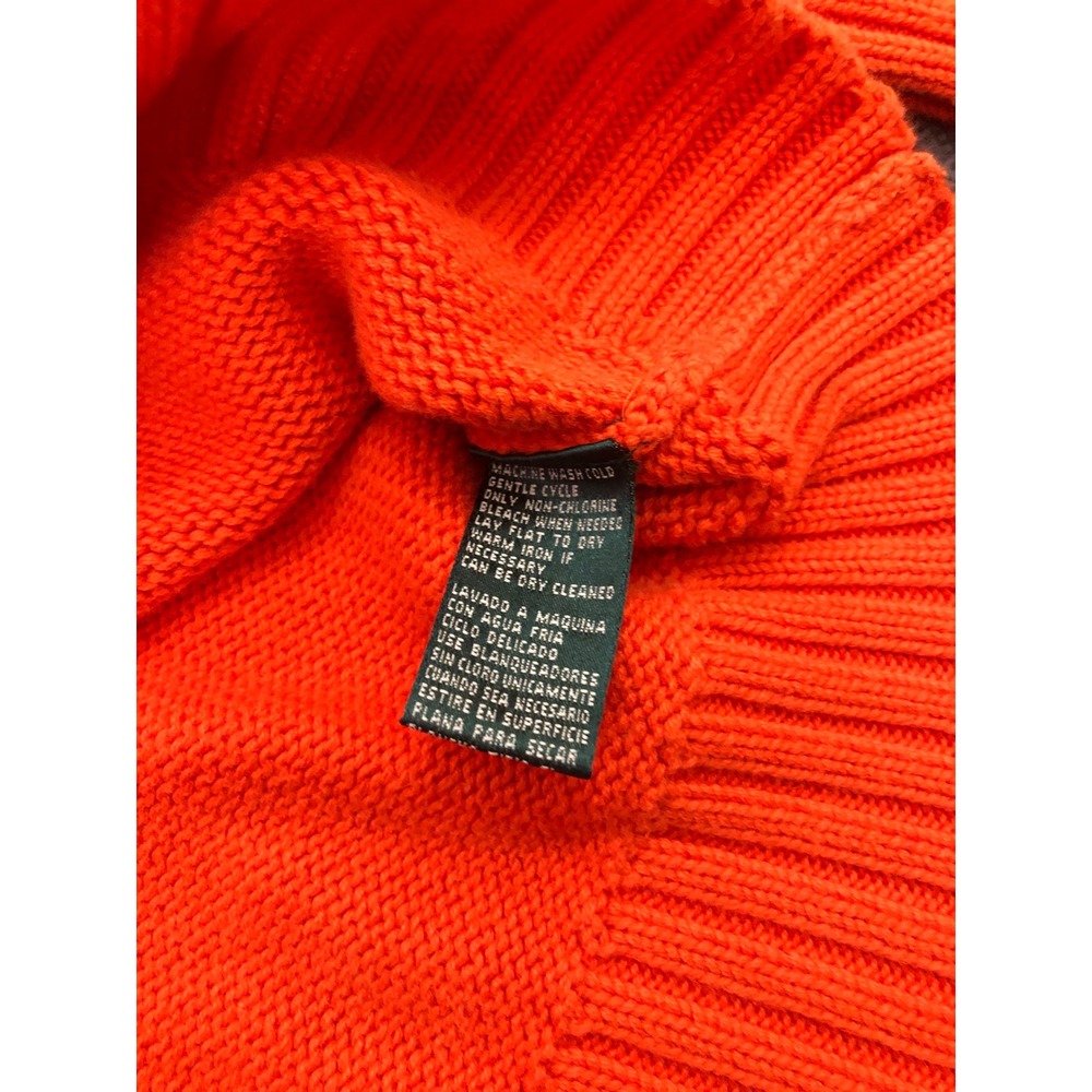 Lauren Ralph Lauren Sweater Women S Petite Orange Quarter Zip Crest Cotton Knit - Picture 4 of 8